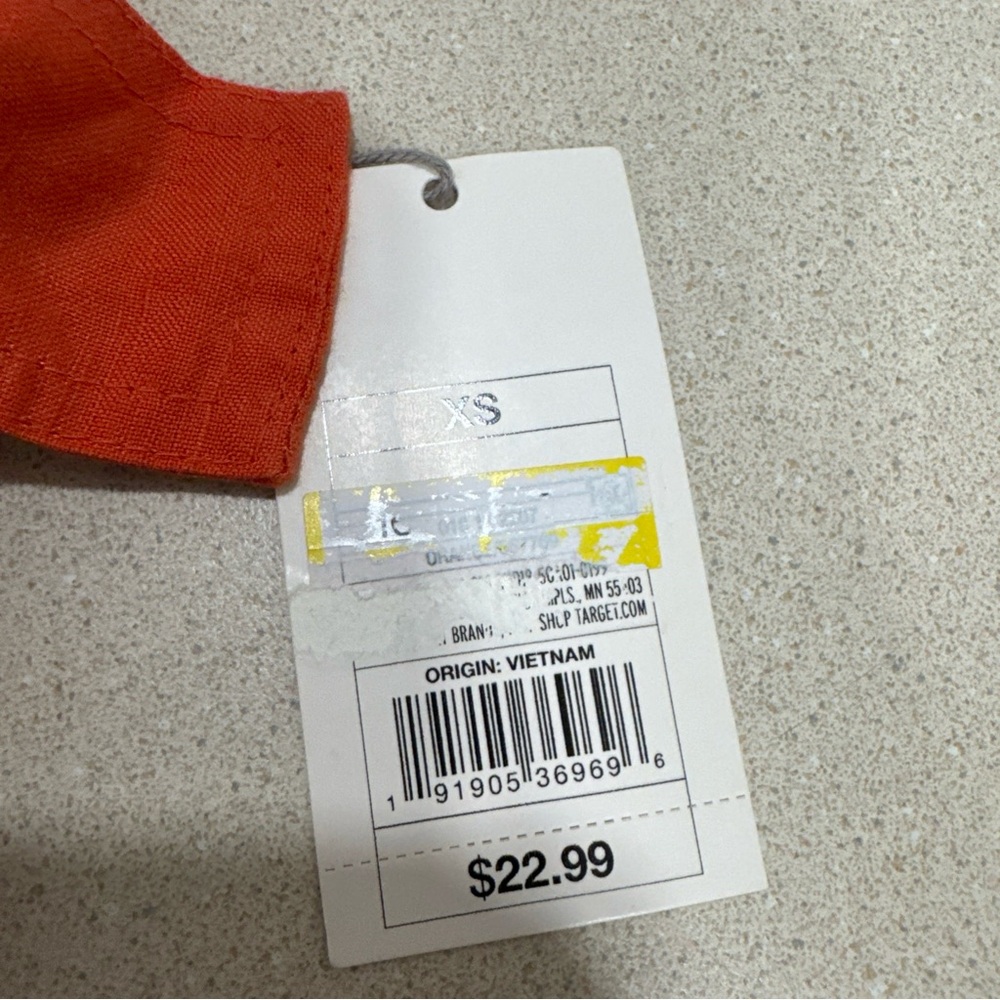 a new day Women's High Waist Orange Shorts with Buckle Linen Blend - Picture 5 of 8